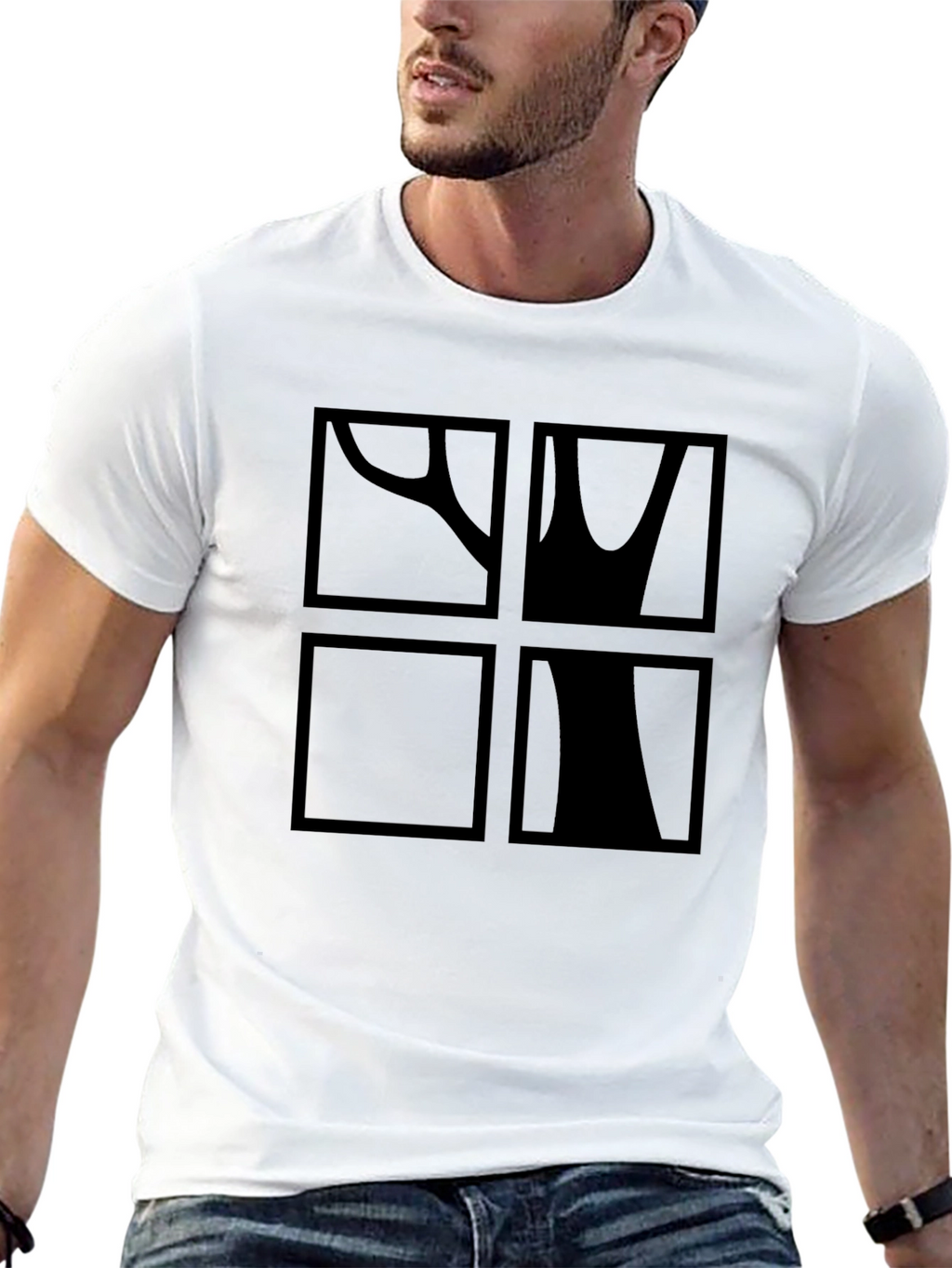 Abstract Tree Graphic Print Black T-Shirt