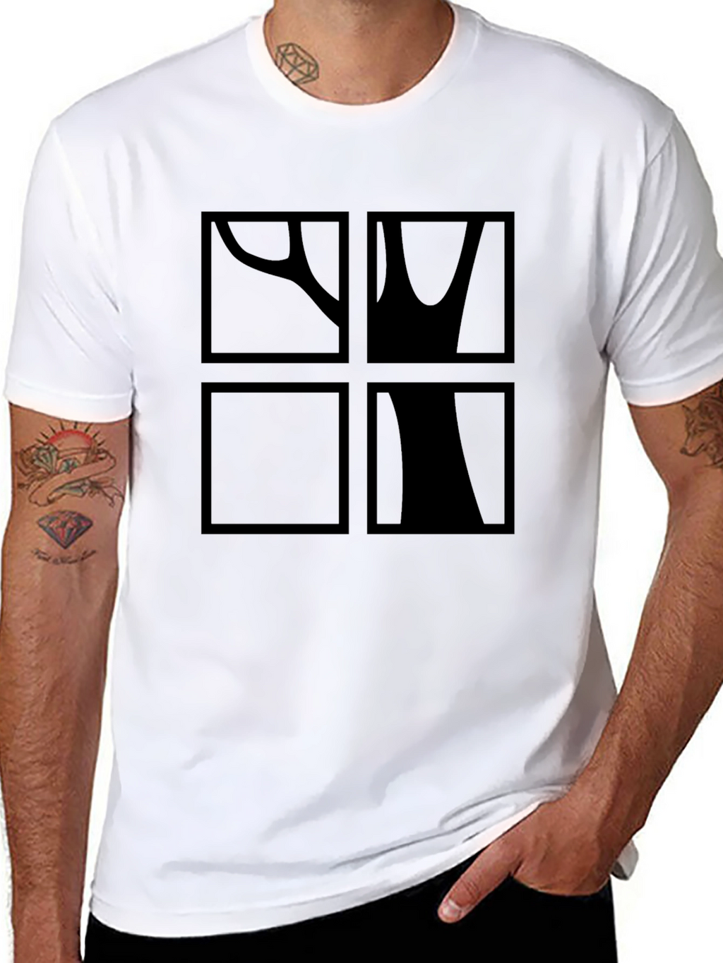 Abstract Tree Graphic Print Black T-Shirt