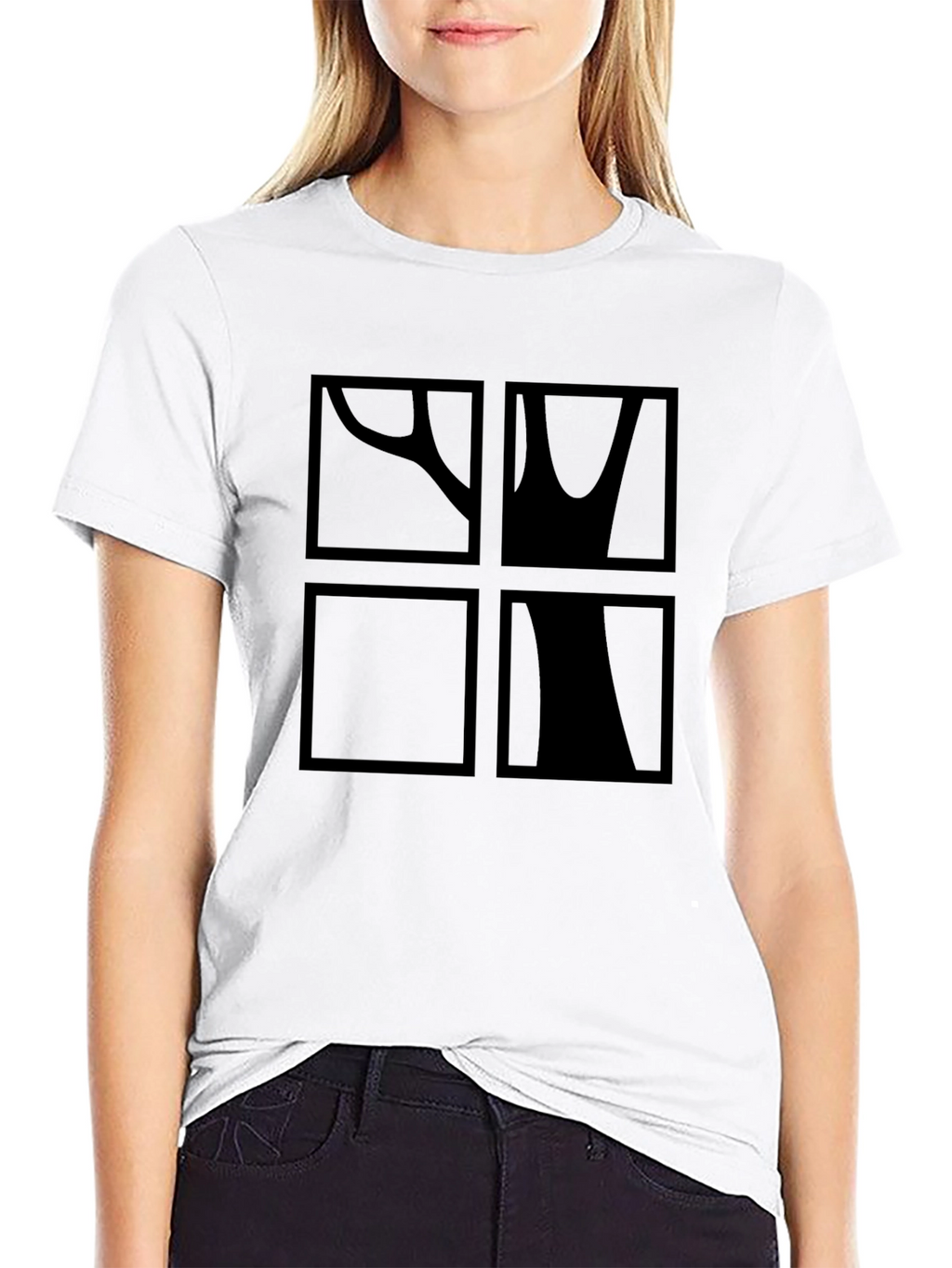 Abstract Tree Graphic Print Black T-Shirt