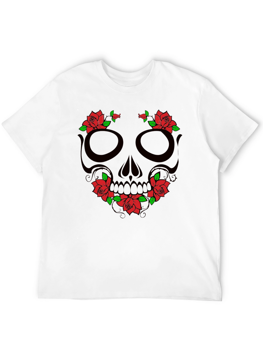 Skull & Roses Graphic T-Shirt - Black