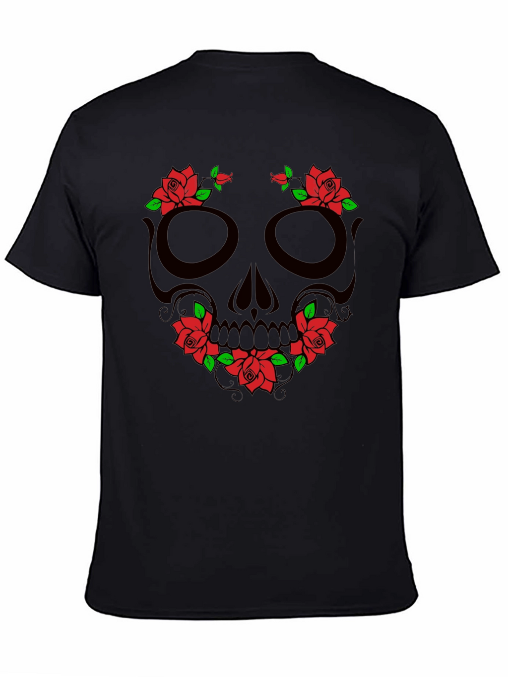 Skull & Roses Graphic T-Shirt - Black