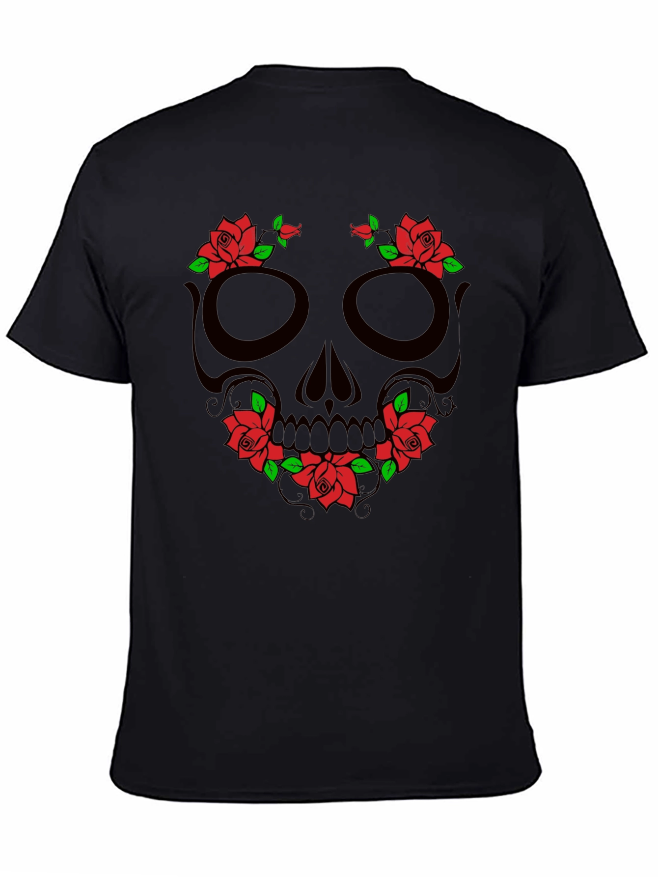 Skull & Roses Graphic T-Shirt - Black