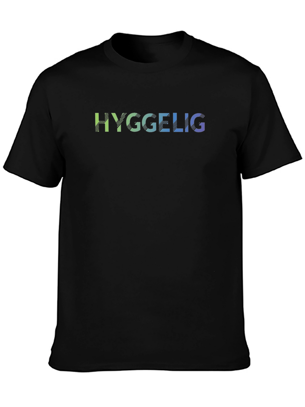 Hygge T-Shirt: Comfortable Black Tee with Gradient Text