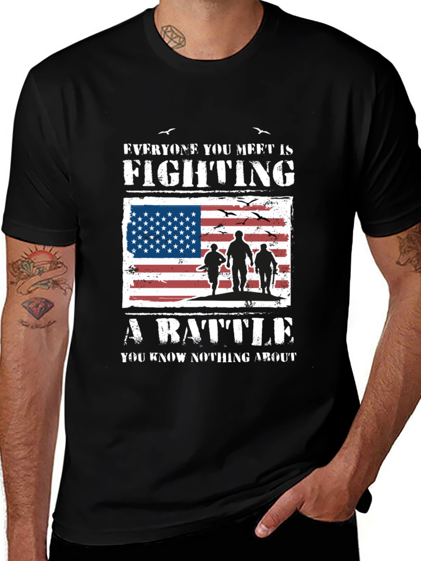American Flag Veteran Battle T-Shirt