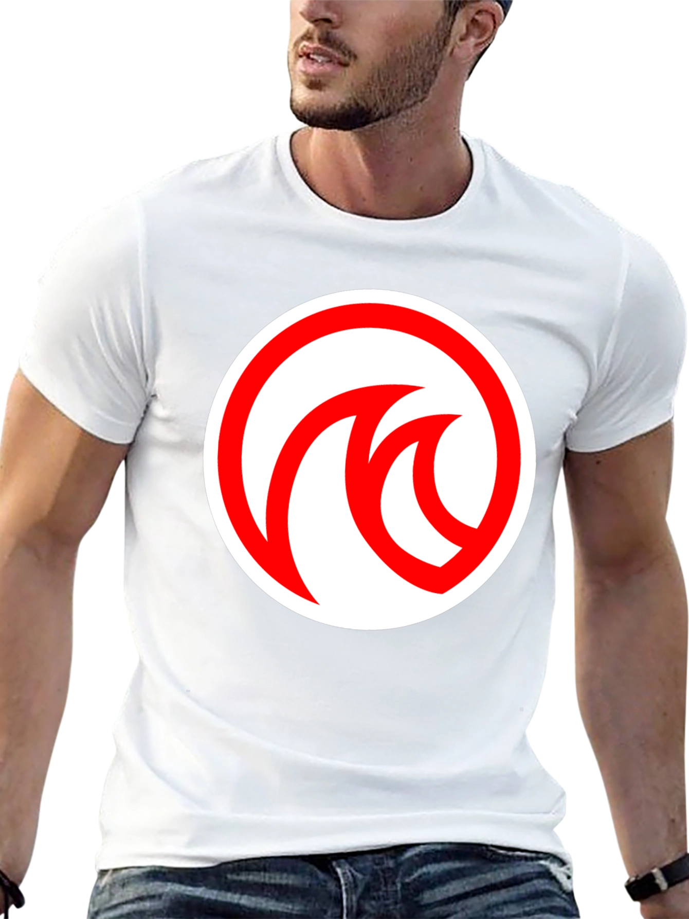 Modern Black T-Shirt with Red Circle Logo