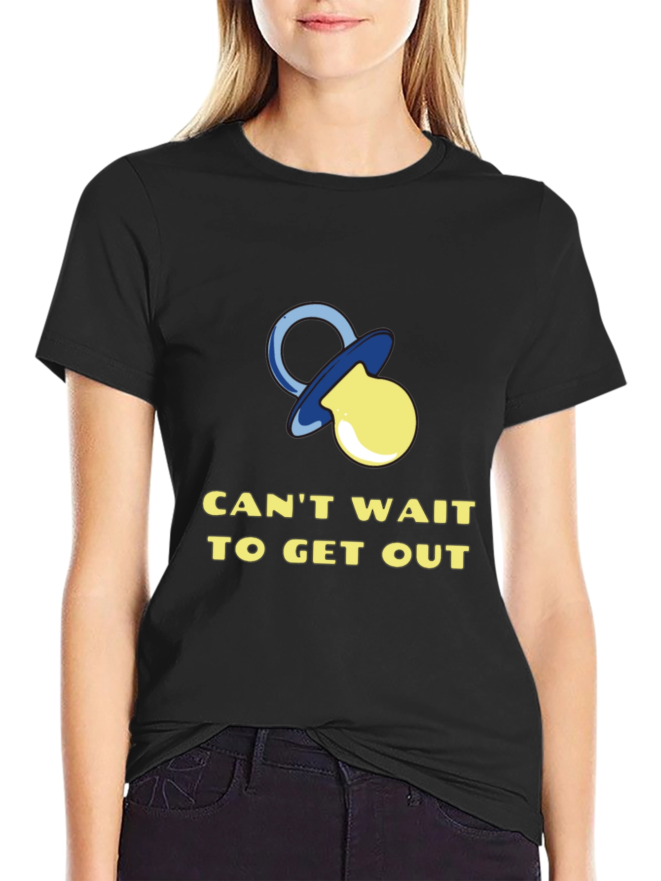 Funny Baby Pacifier T-Shirt - Cant Wait to Get Out