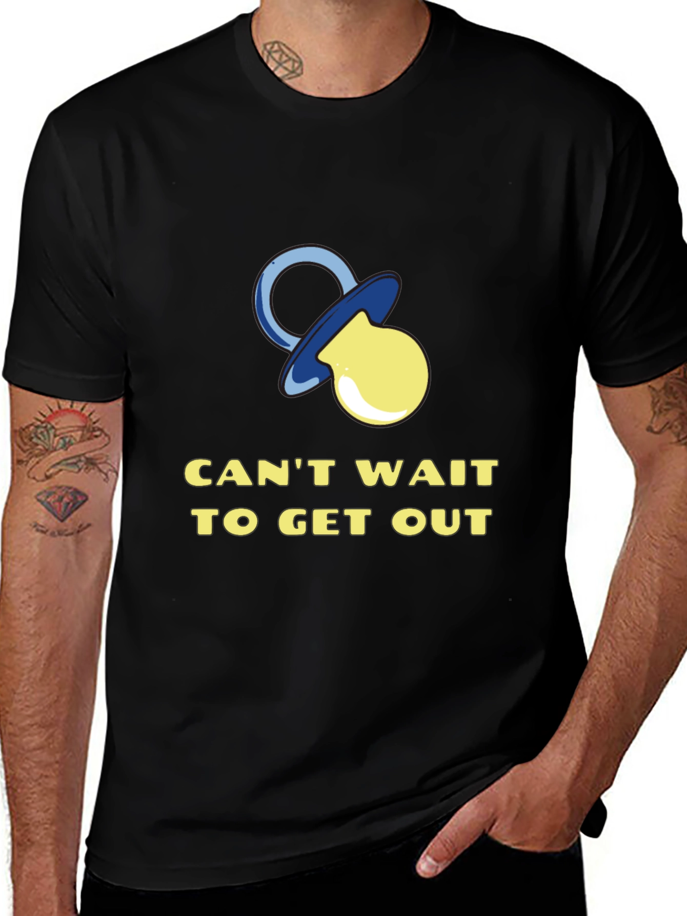 Funny Baby Pacifier T-Shirt - Cant Wait to Get Out