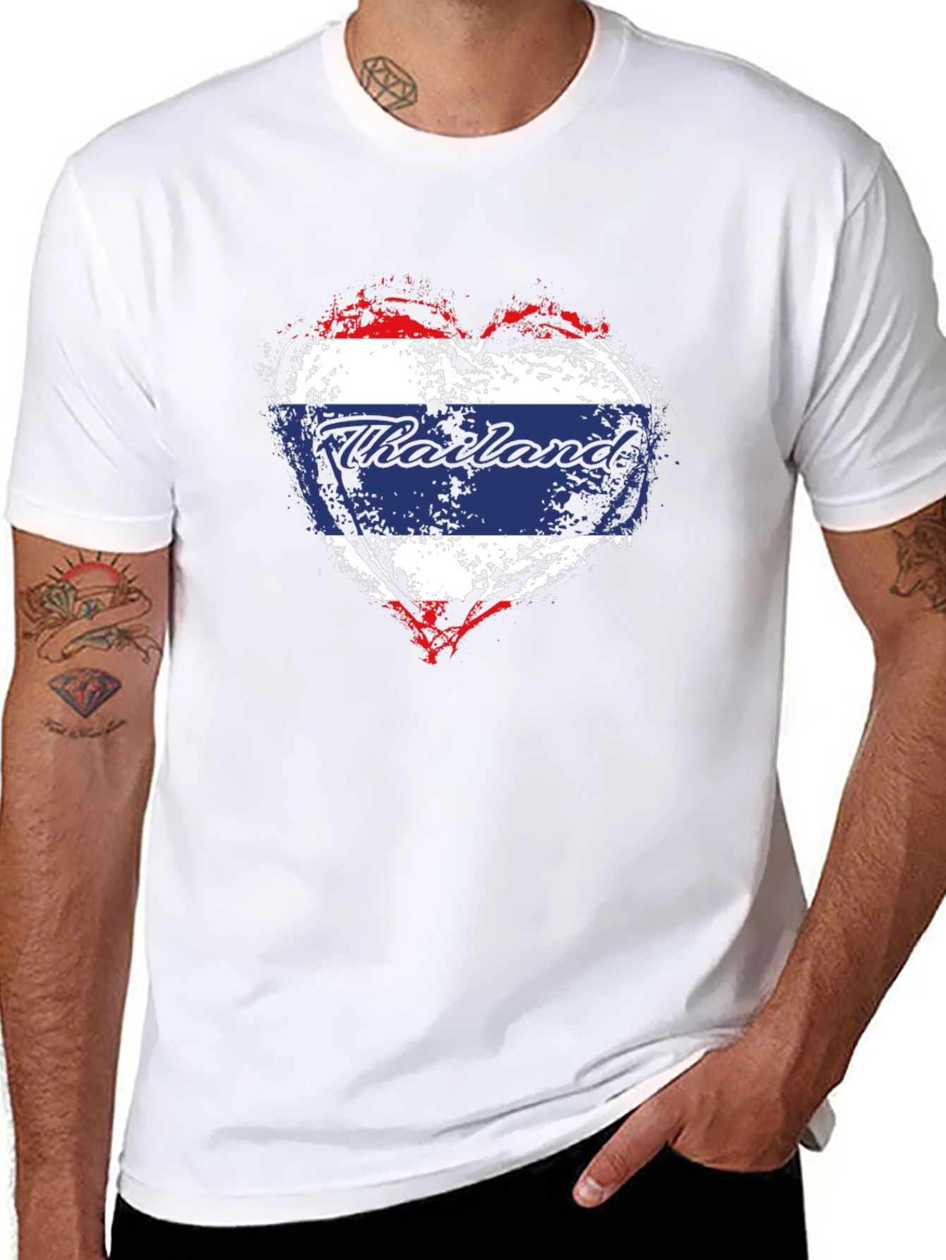 Thailand Flag Heart T-Shirt - Stylish Travel Souvenir Tee