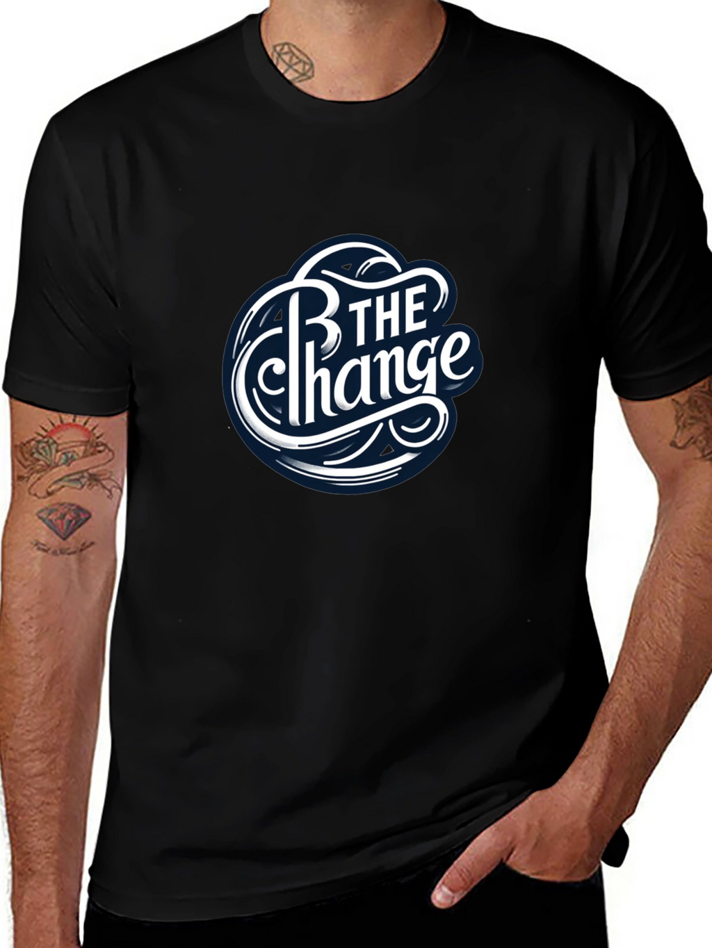 Be The Change Black Graphic T-Shirt