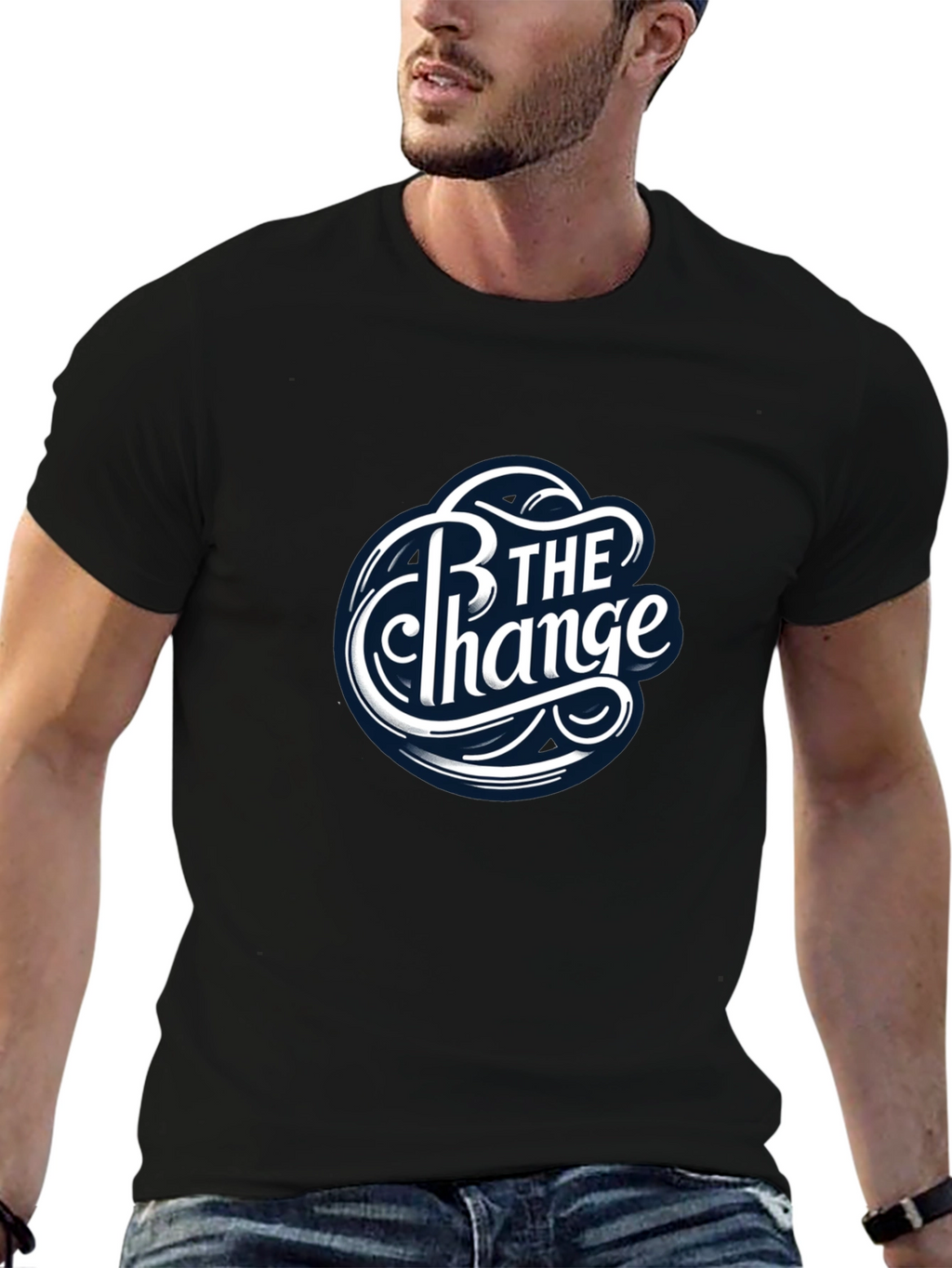 Be The Change Black Graphic T-Shirt