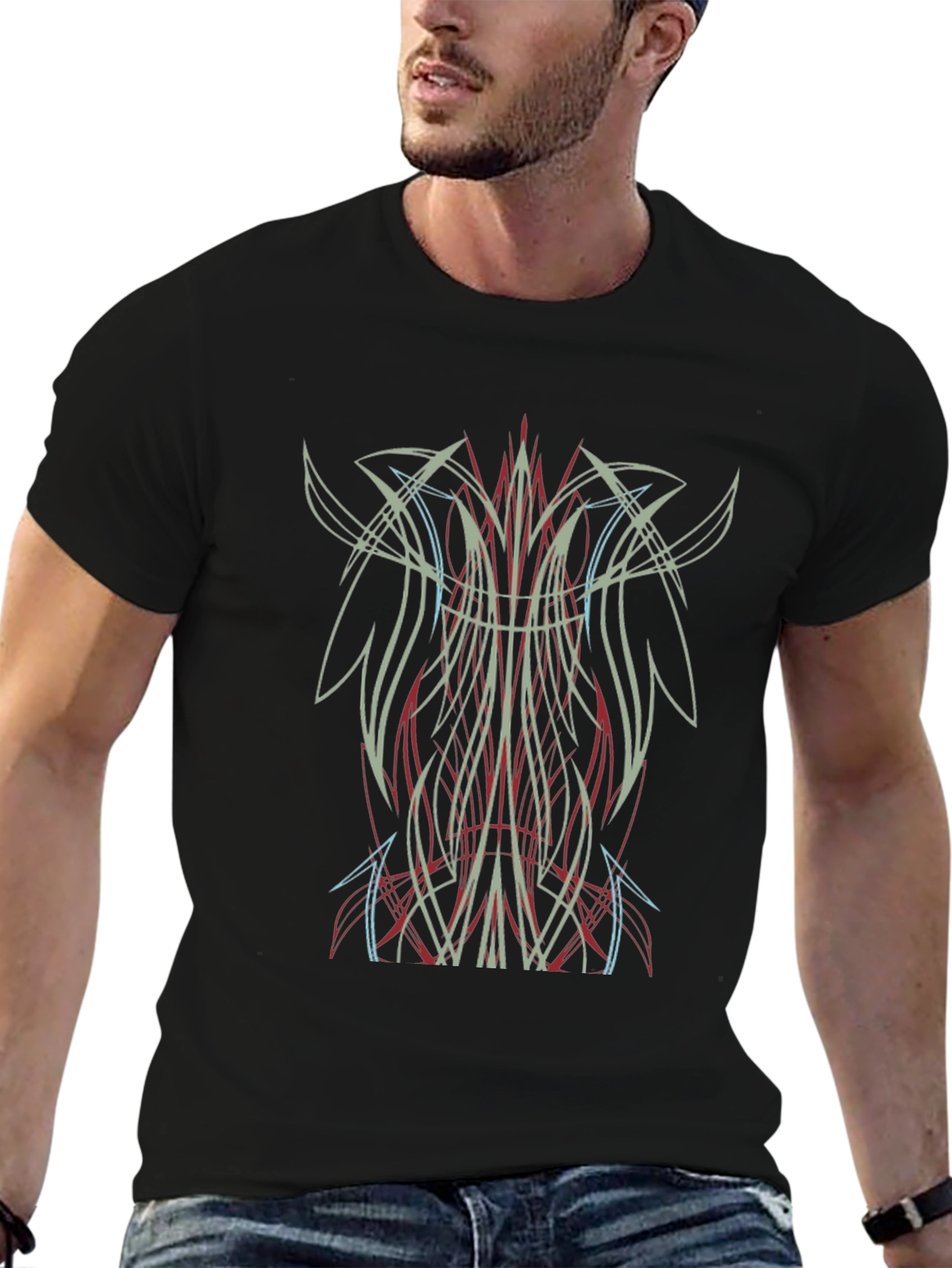 Cool Pinstripe Graphic Tee - Black