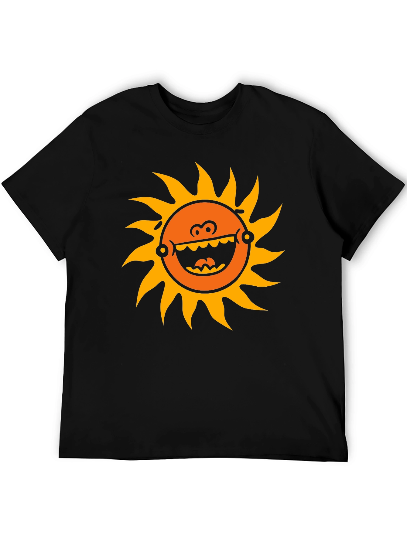 Funny Sun Graphic Black T-Shirt