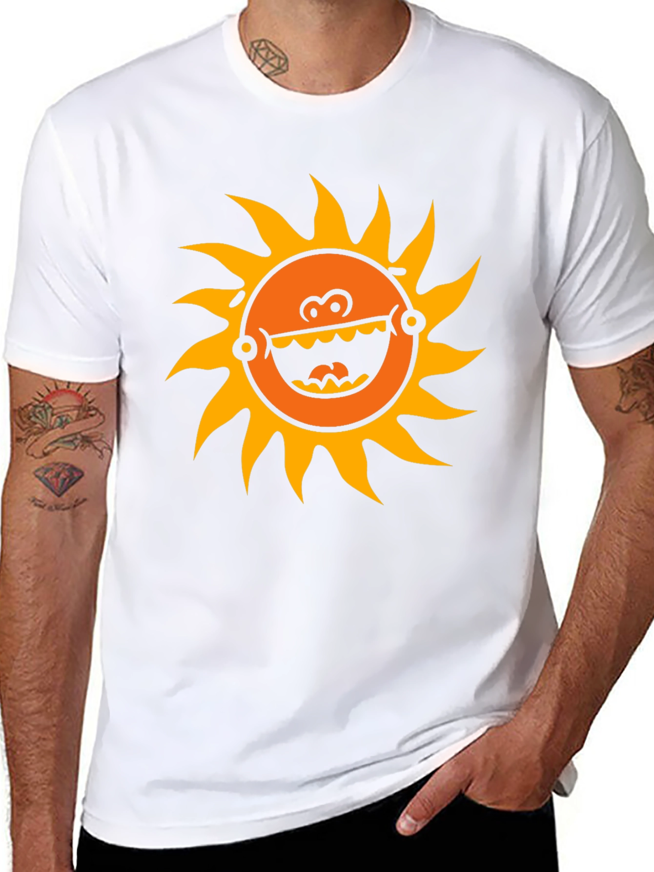 Funny Sun Graphic Black T-Shirt