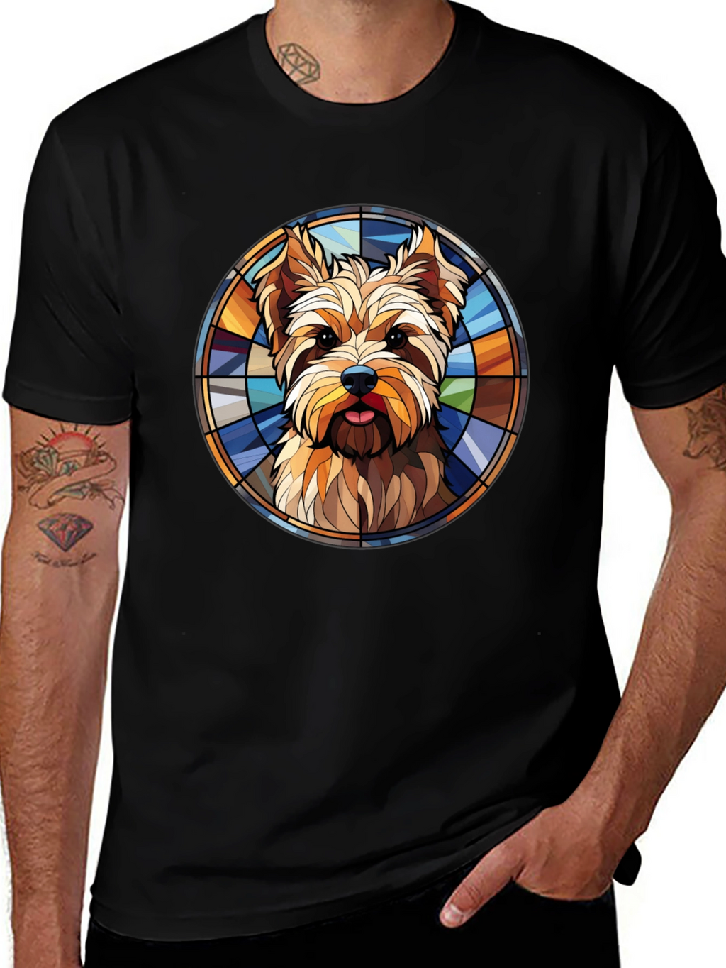 Yorkie Stained Glass T-Shirt – Artistic Dog Lover Tee