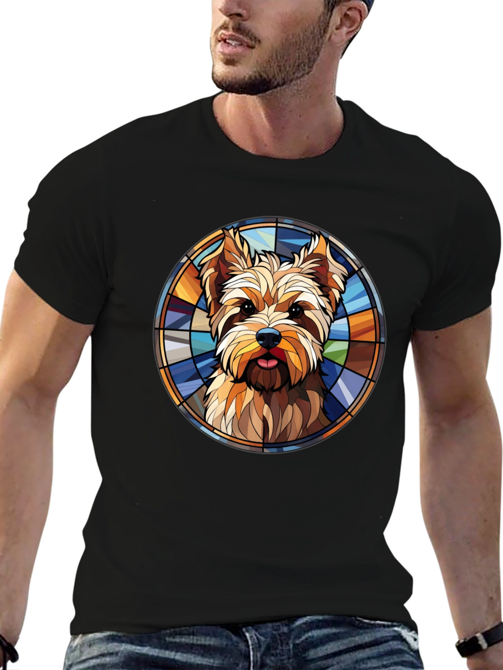 Yorkie Stained Glass T-Shirt – Artistic Dog Lover Tee