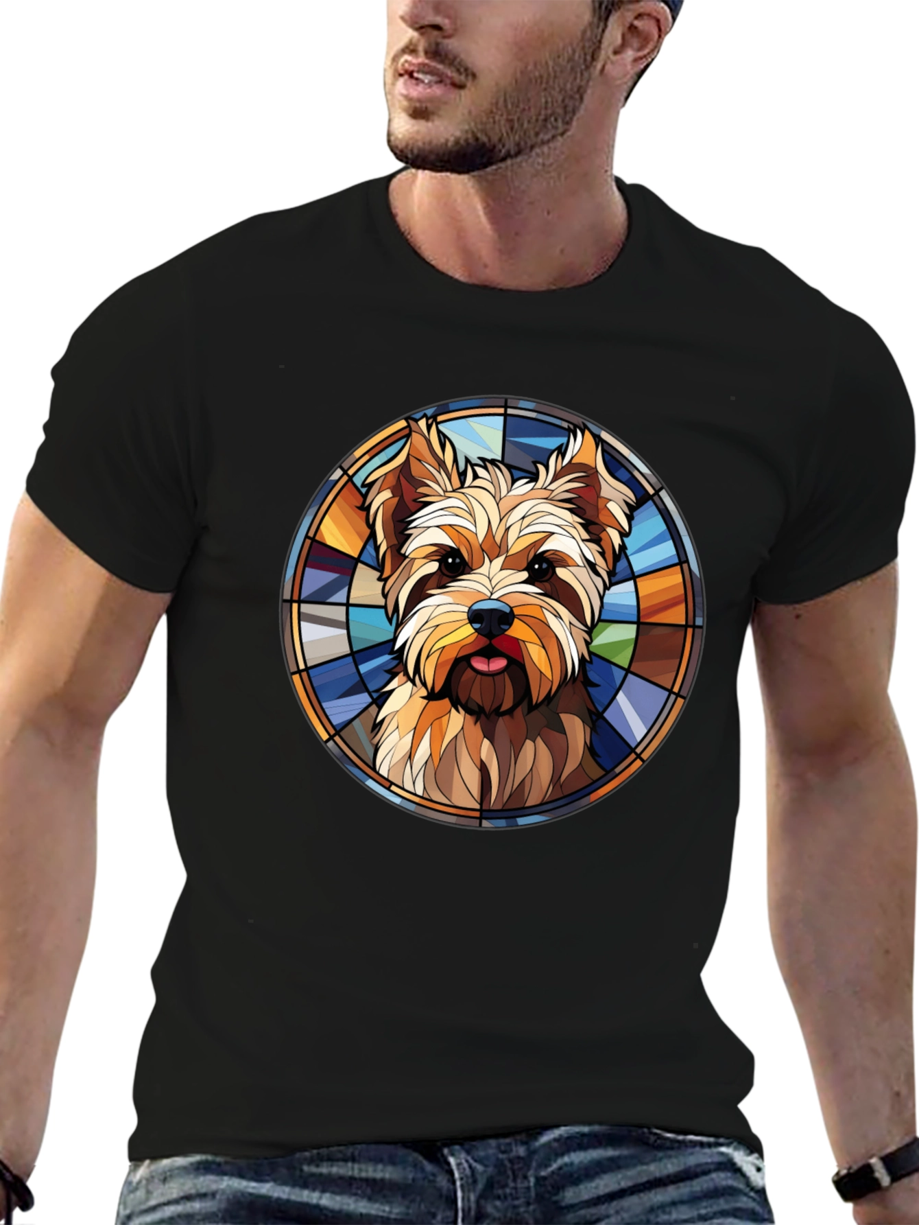 Yorkie Stained Glass T-Shirt – Artistic Dog Lover Tee