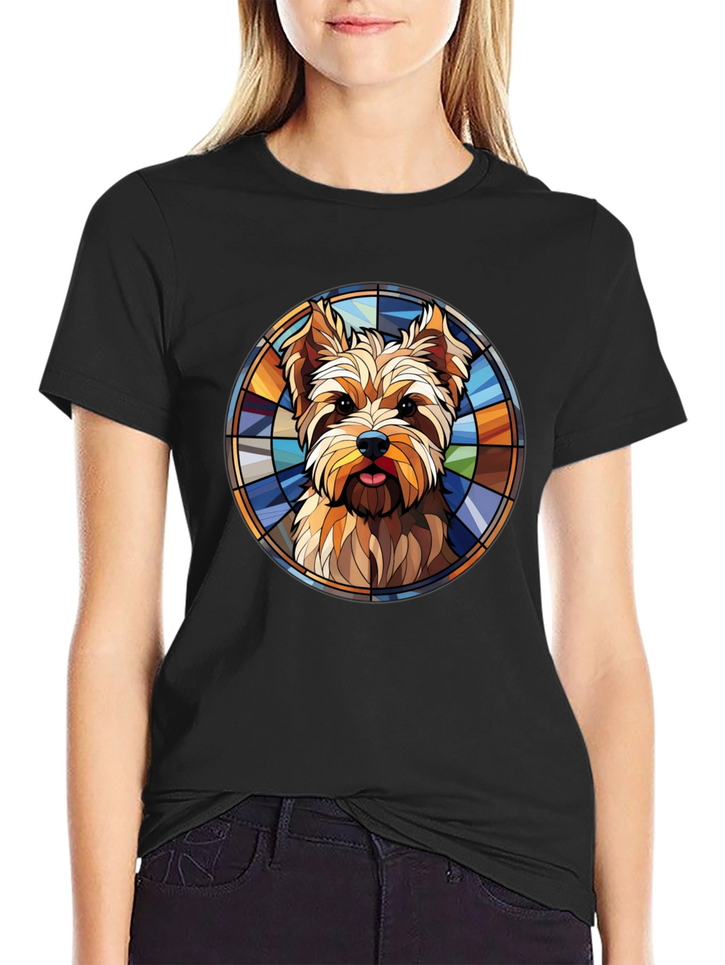 Yorkie Stained Glass T-Shirt – Artistic Dog Lover Tee