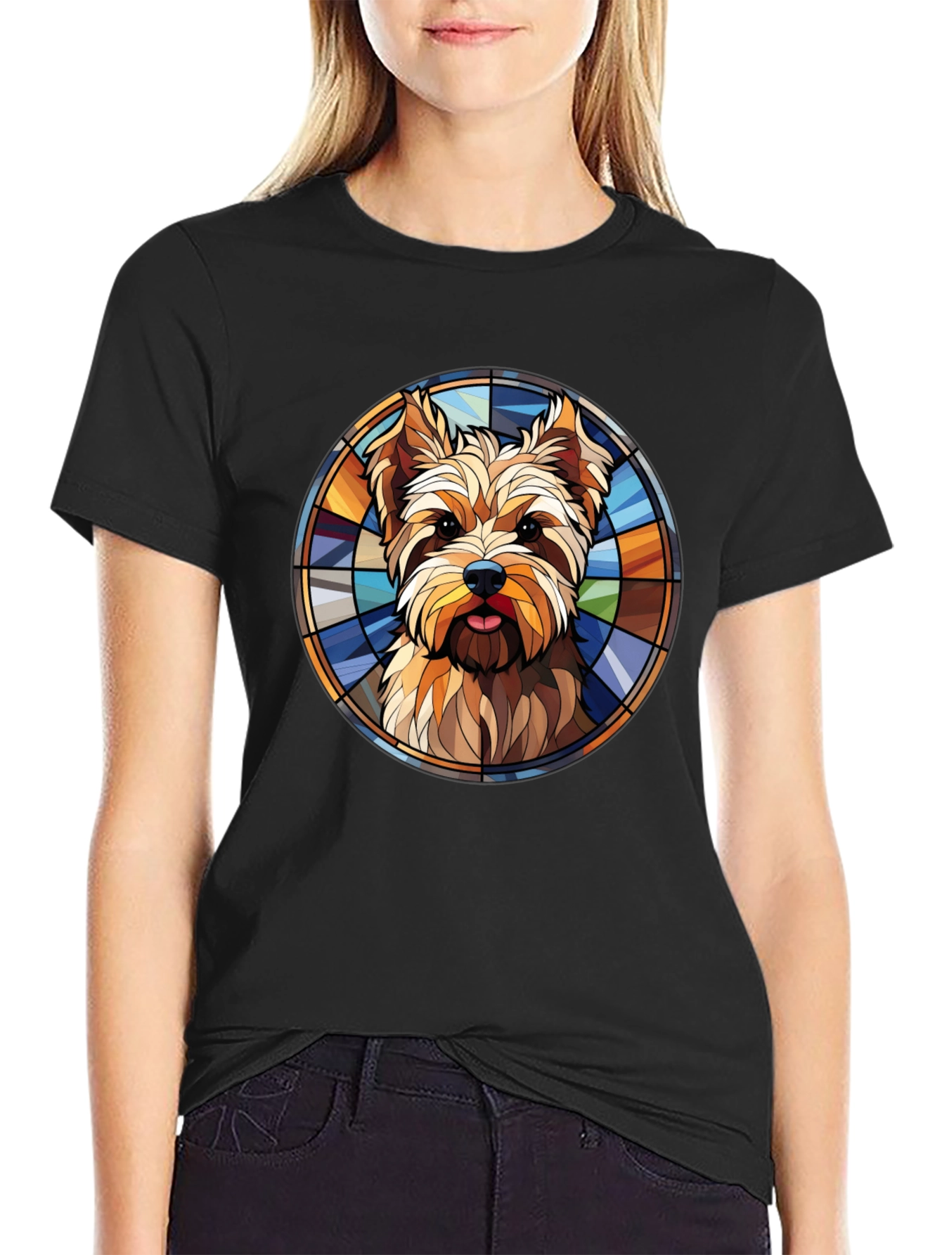 Yorkie Stained Glass T-Shirt – Artistic Dog Lover Tee