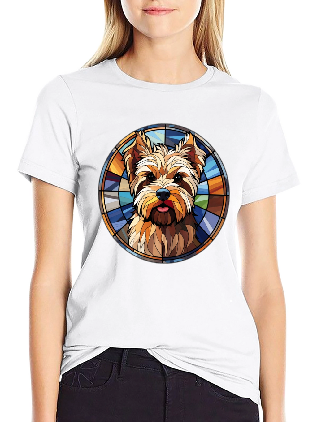 Yorkie Stained Glass T-Shirt – Artistic Dog Lover Tee