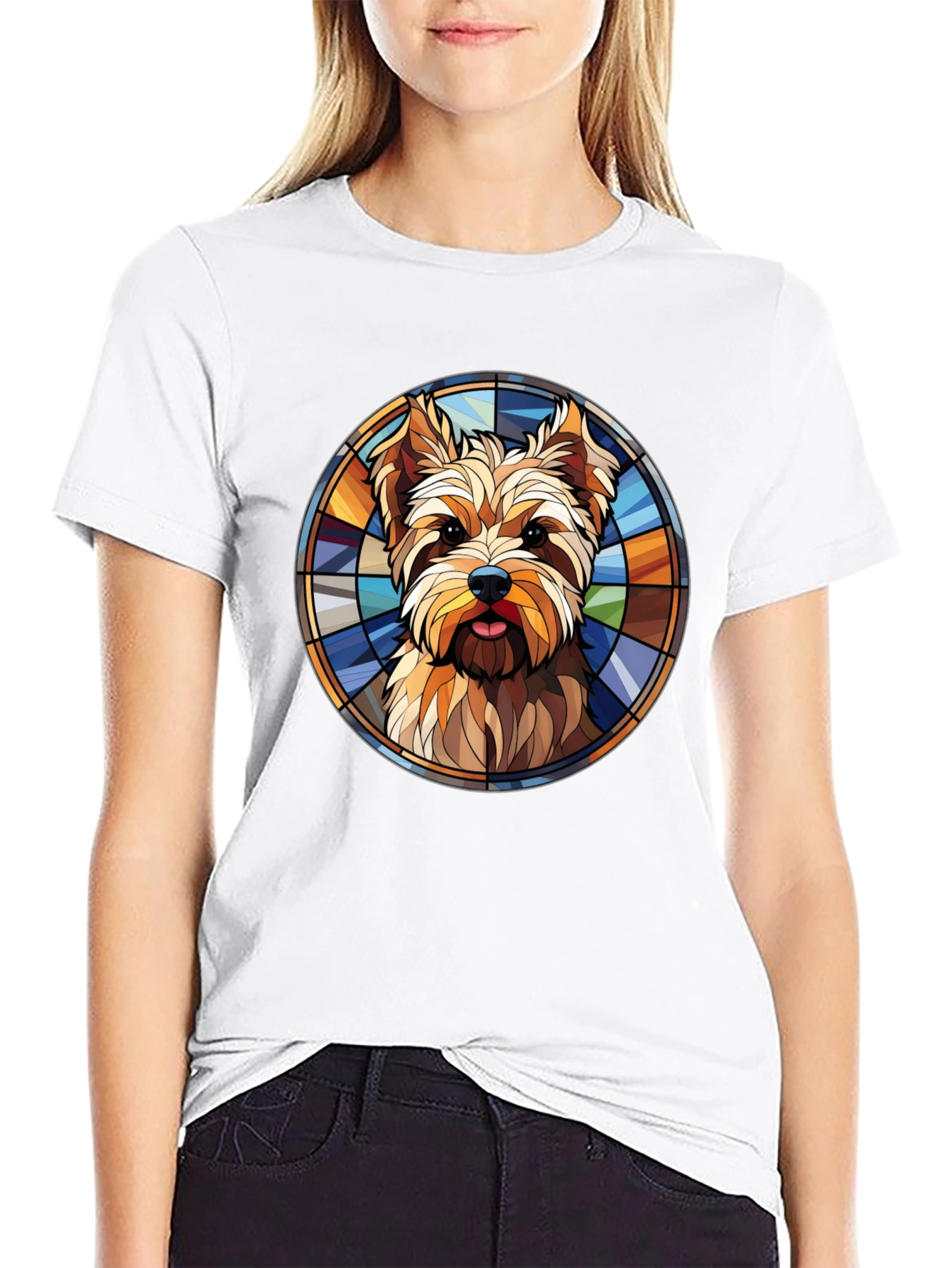 Yorkie Stained Glass T-Shirt – Artistic Dog Lover Tee