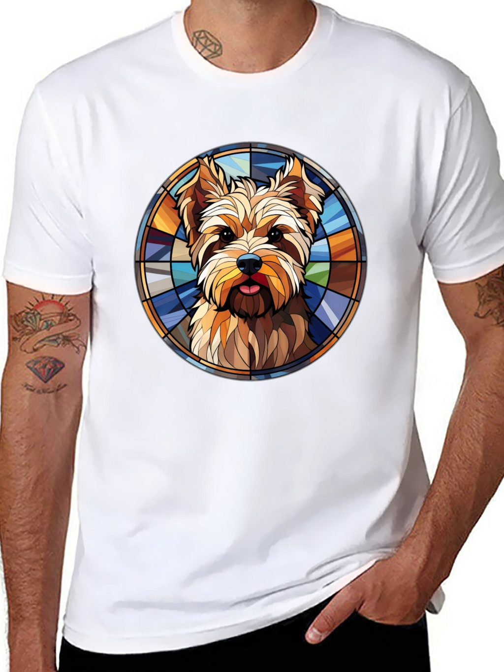 Yorkie Stained Glass T-Shirt – Artistic Dog Lover Tee