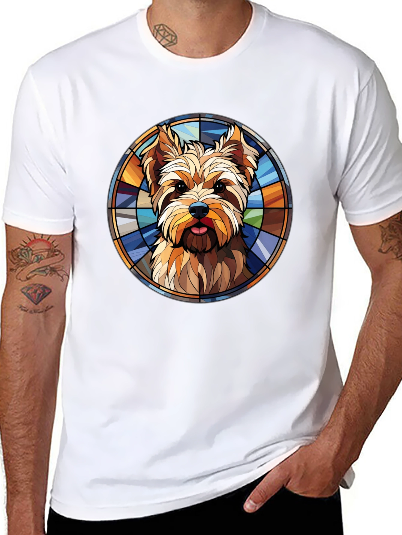 Yorkie Stained Glass T-Shirt – Artistic Dog Lover Tee
