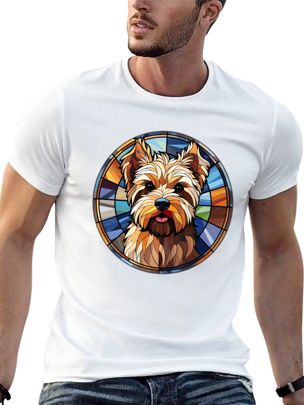 Yorkie Stained Glass T-Shirt – Artistic Dog Lover Tee