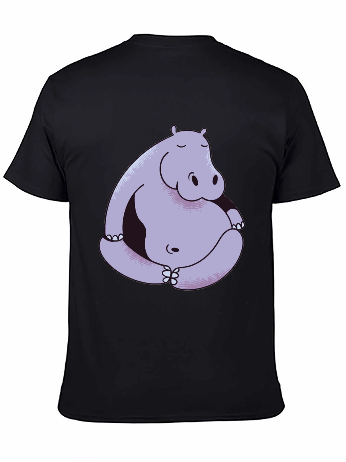 Hippo Meditation Graphic Tee - Black Cotton Comfort