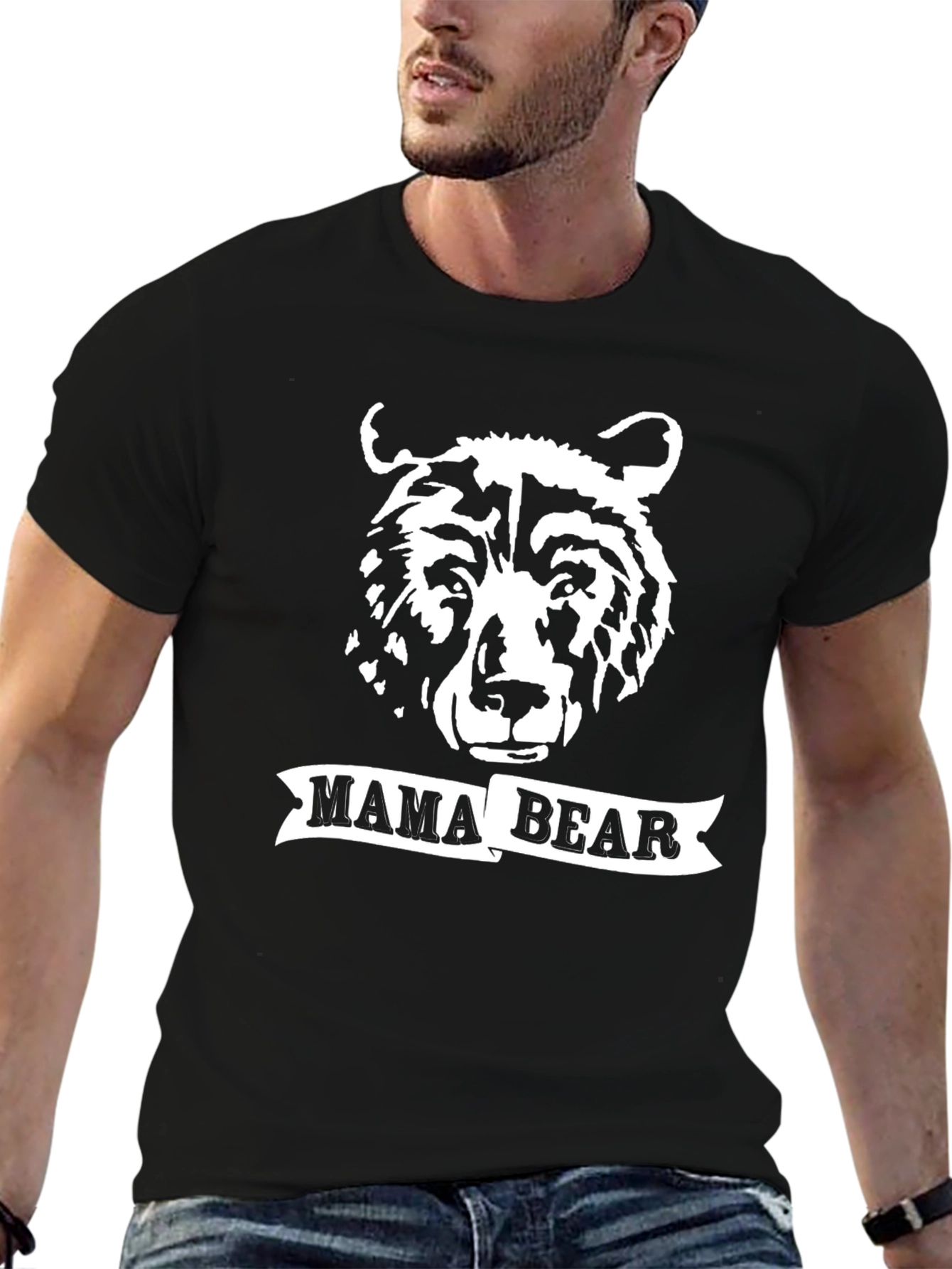 Mama Bear Graphic Tee - Black Cotton T-Shirt