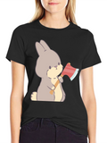 Funny Bunny With Axe Black T-Shirt