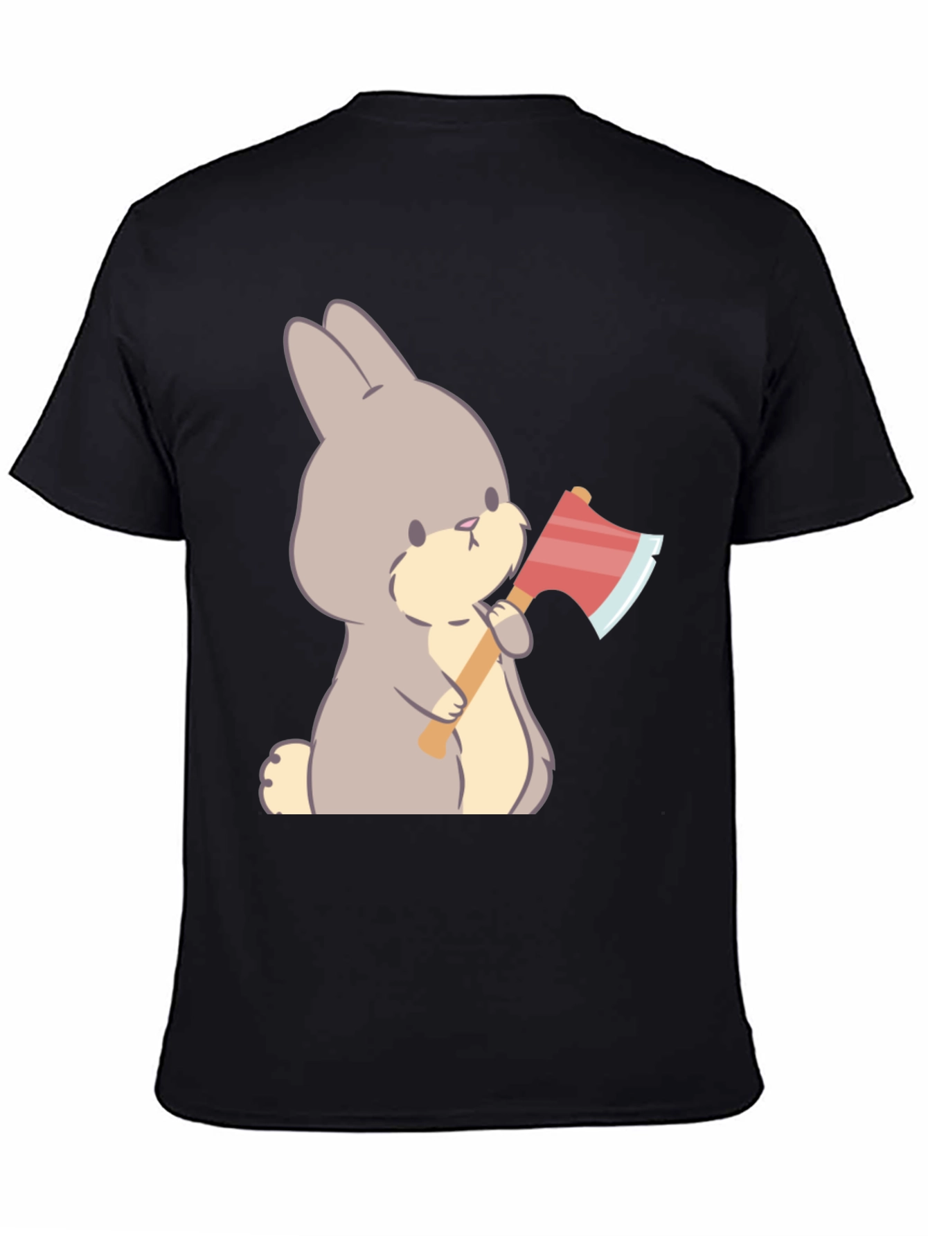 Funny Bunny With Axe Black T-Shirt
