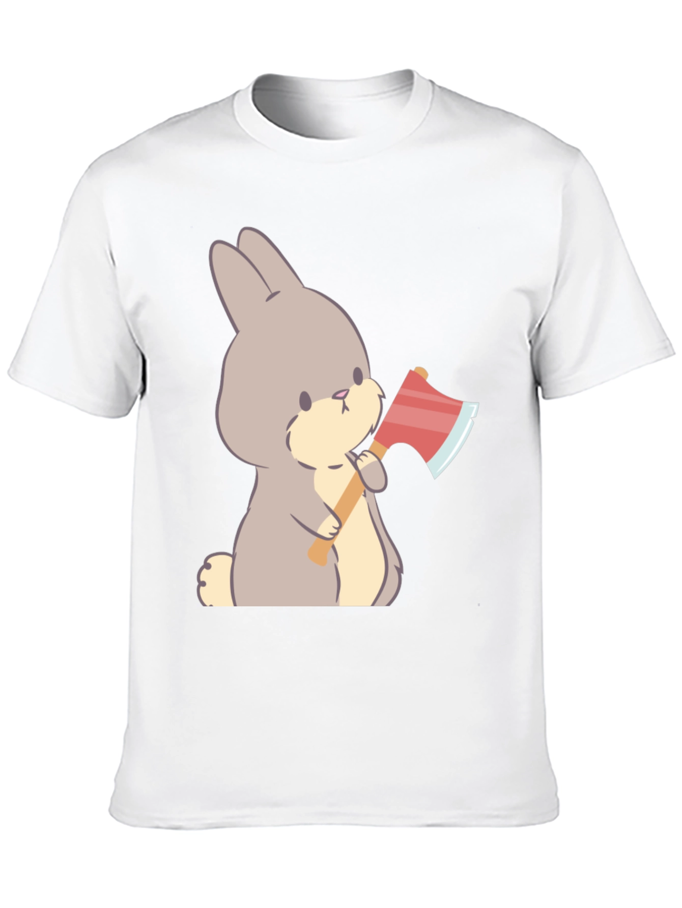 Funny Bunny With Axe Black T-Shirt