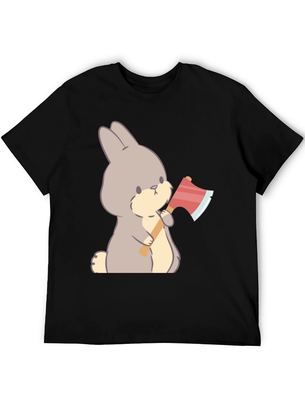 Funny Bunny With Axe Black T-Shirt