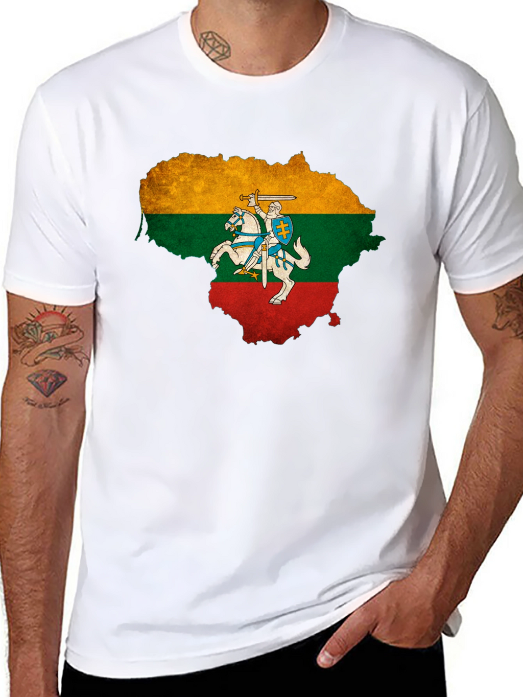 Lithuania Flag T-Shirt Mens Black Tee