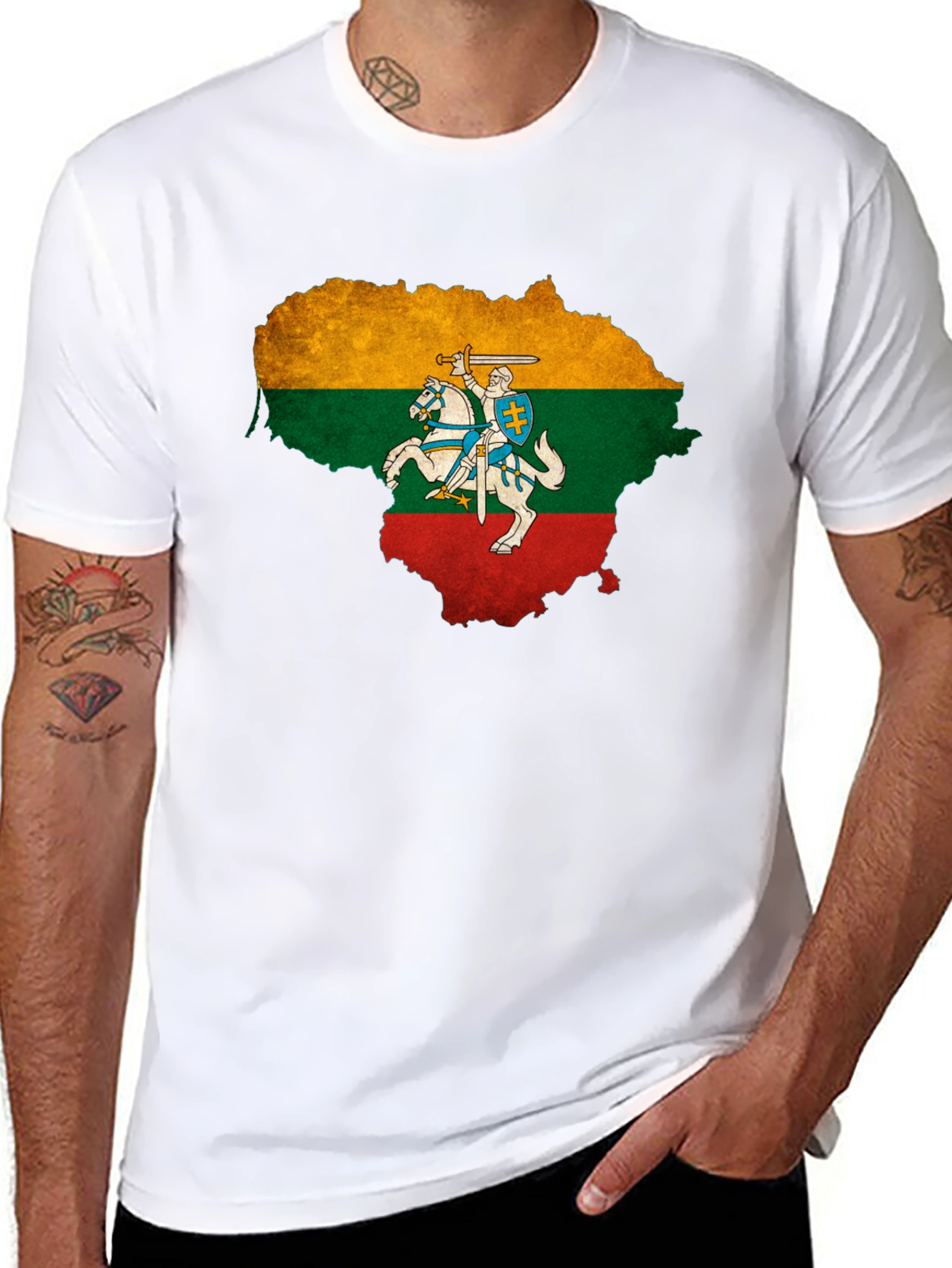Lithuania Flag T-Shirt Mens Black Tee