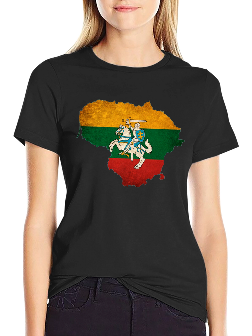 Lithuania Flag T-Shirt Mens Black Tee
