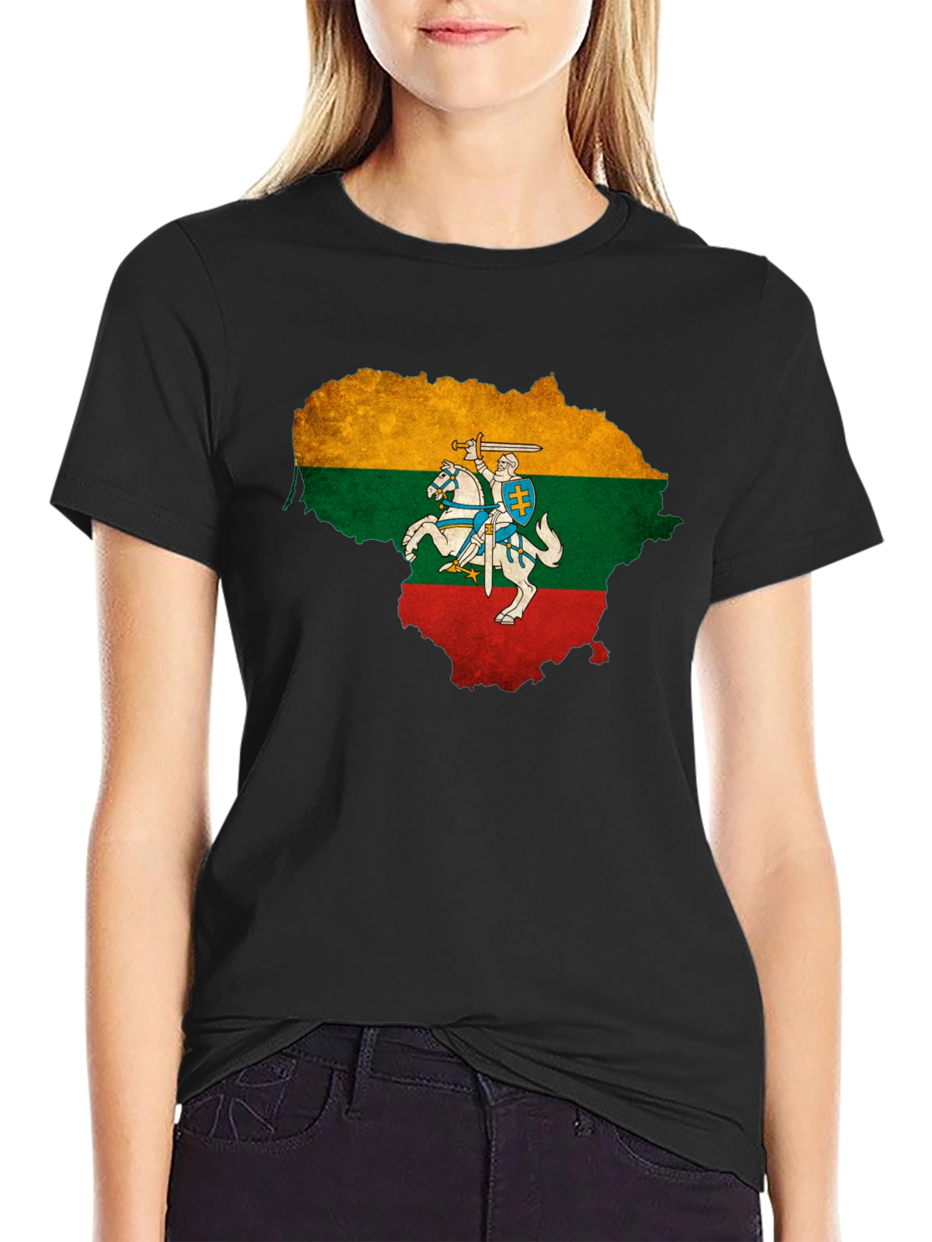 Lithuania Flag T-Shirt Mens Black Tee
