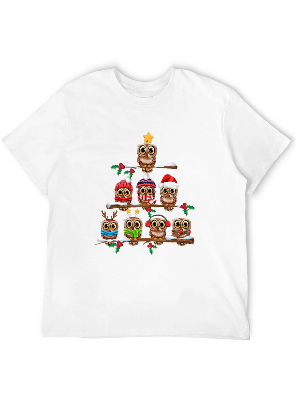 Festive Owl Christmas Tree T-Shirt