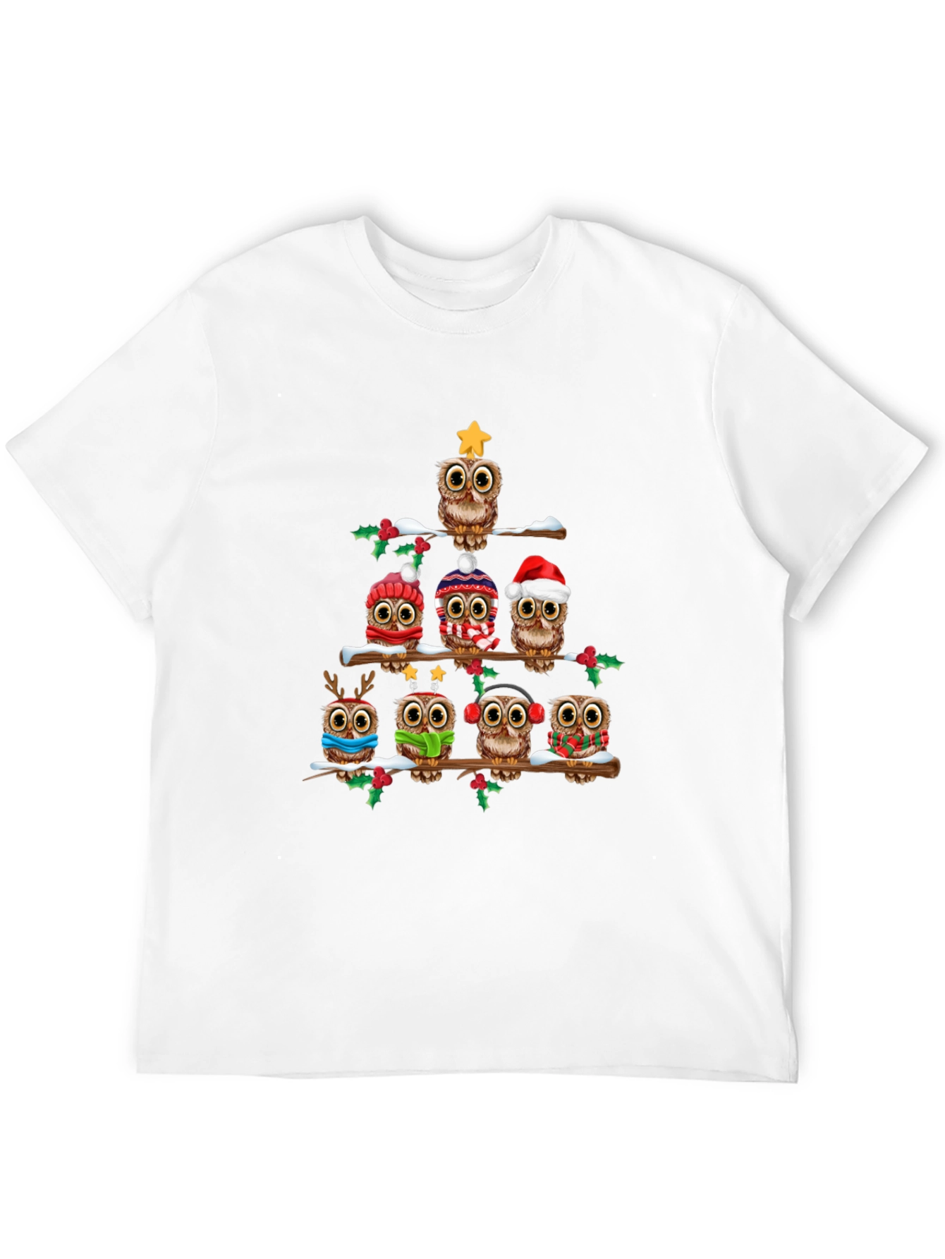 Festive Owl Christmas Tree T-Shirt
