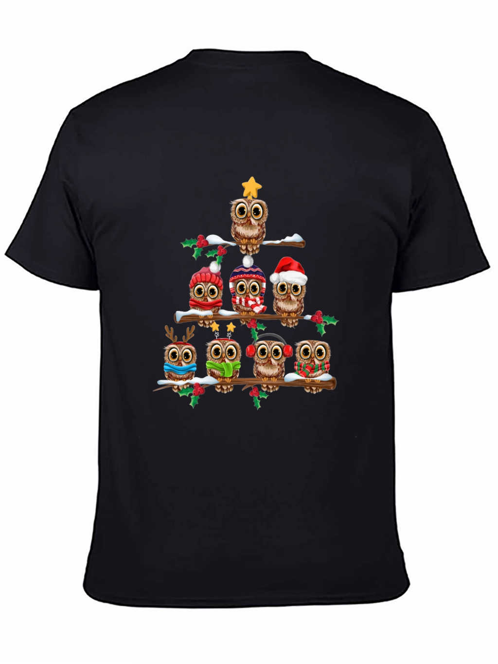 Festive Owl Christmas Tree T-Shirt