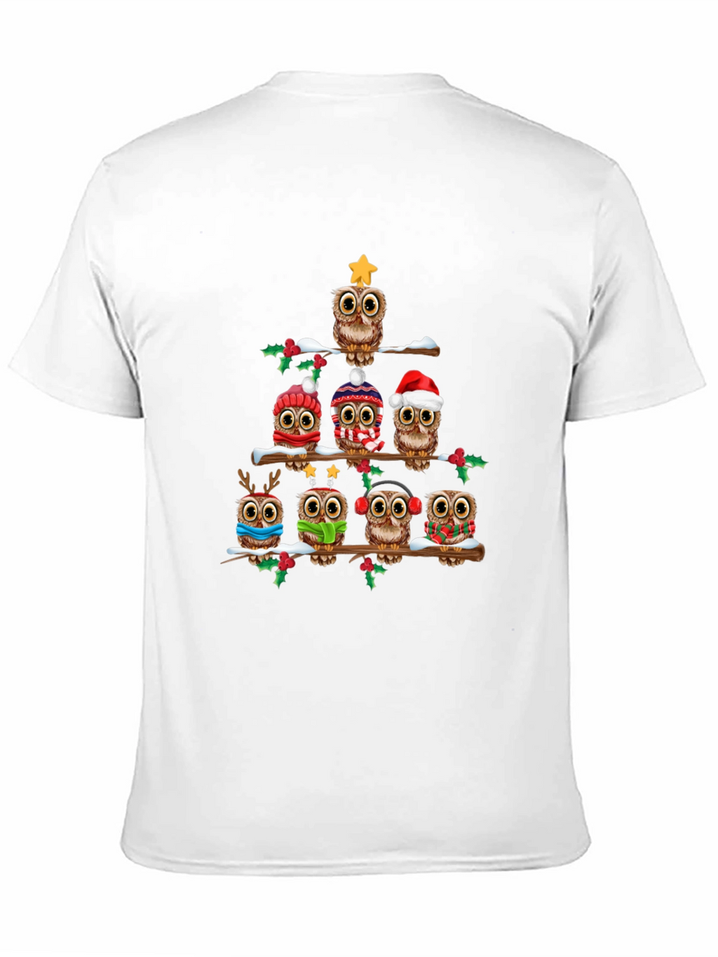 Festive Owl Christmas Tree T-Shirt