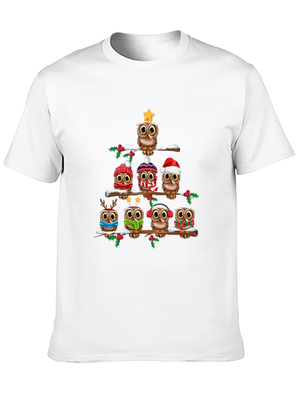 Festive Owl Christmas Tree T-Shirt