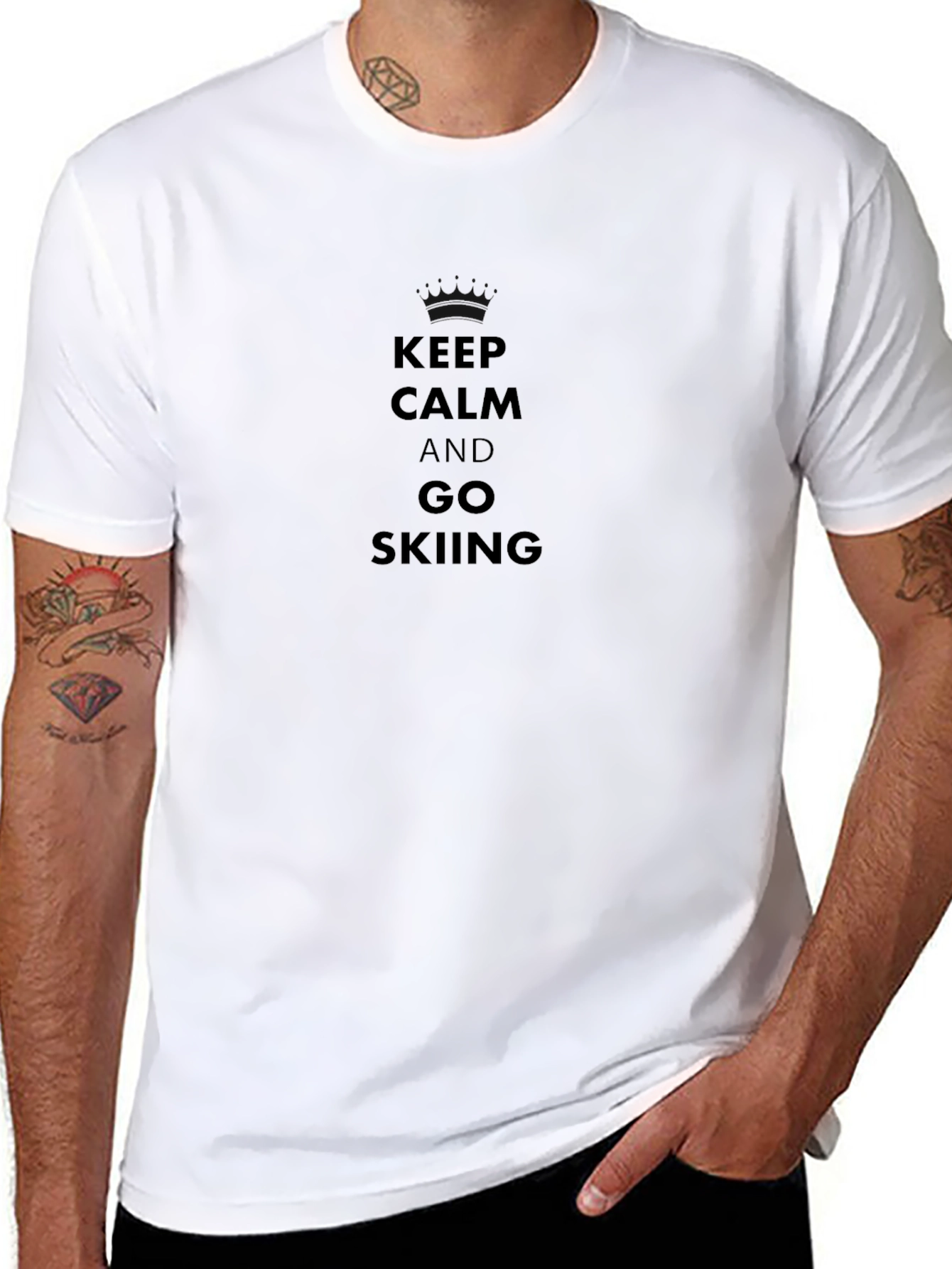 Keep Calm and Go Skiing Black T-Shirt