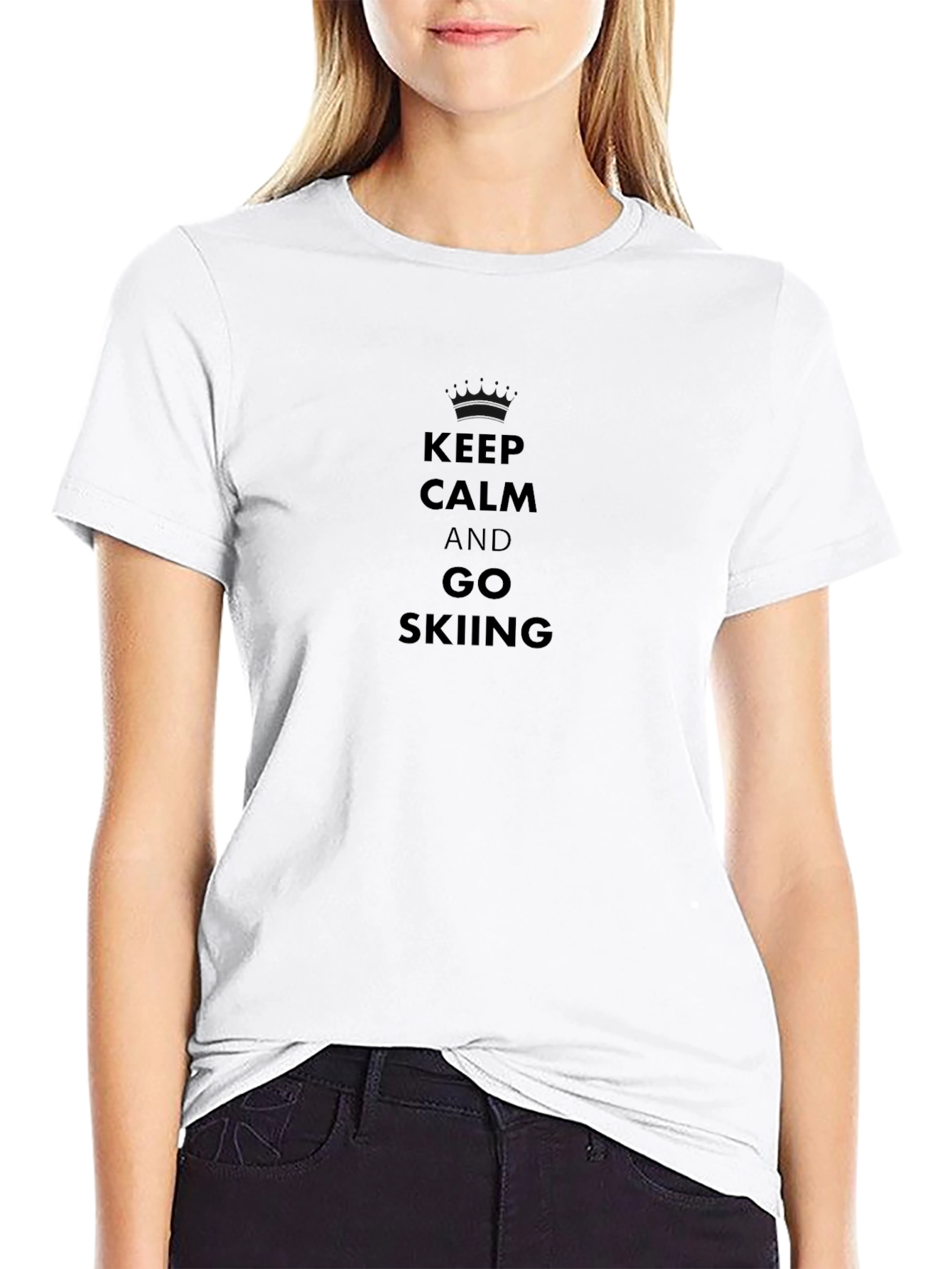 Keep Calm and Go Skiing Black T-Shirt