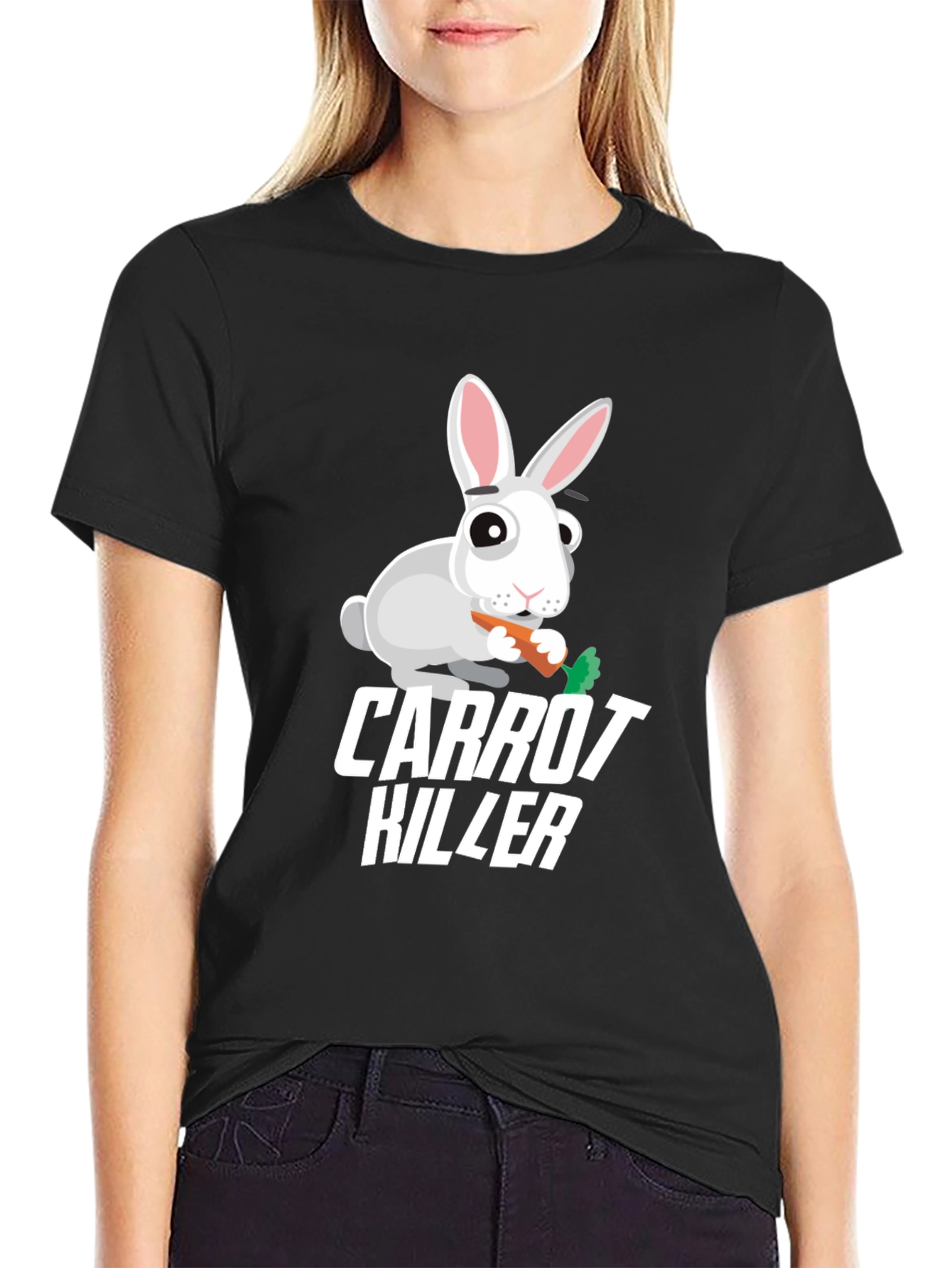 Carrot Killer Rabbit Graphic T-Shirt