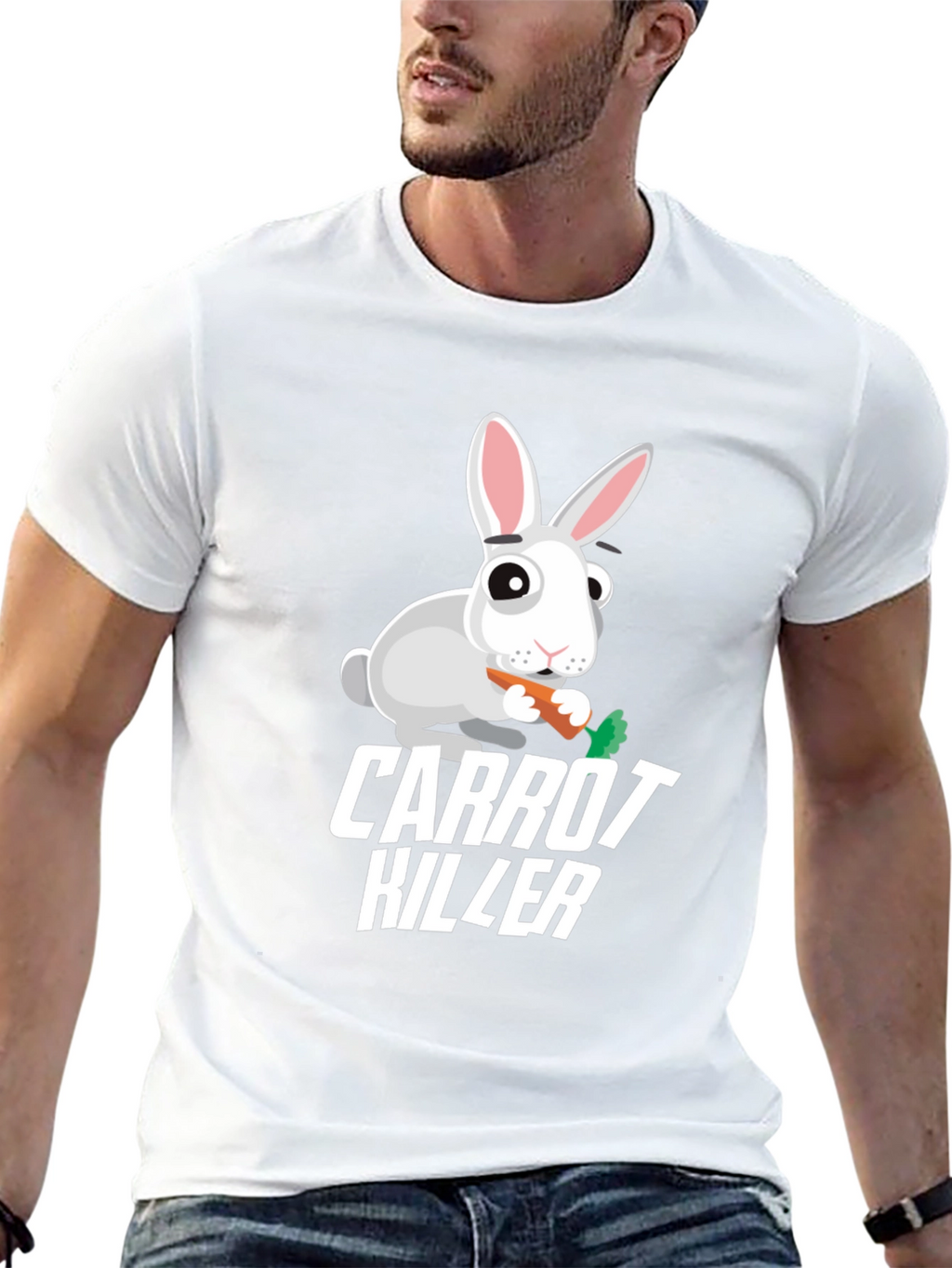 Carrot Killer Rabbit Graphic T-Shirt
