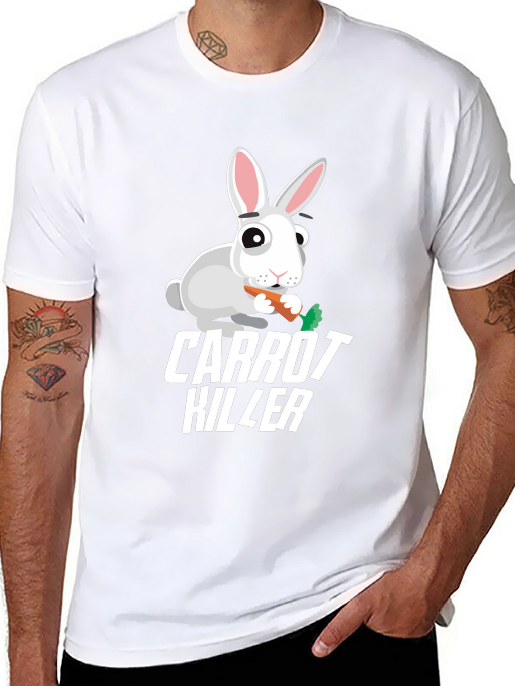 Carrot Killer Rabbit Graphic T-Shirt