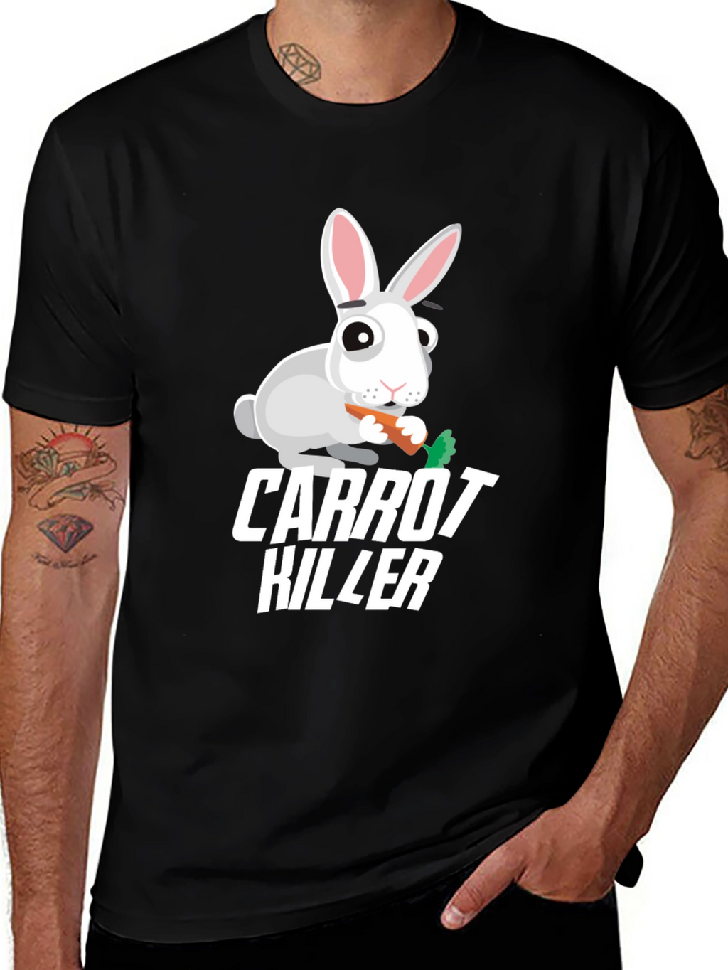 Carrot Killer Rabbit Graphic T-Shirt