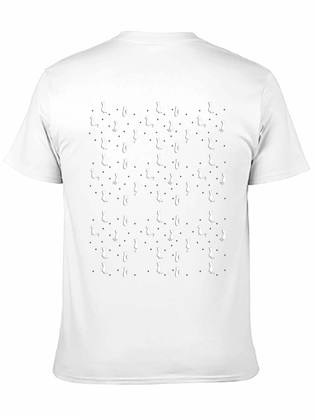 Mens Black T-Shirt with White Cats