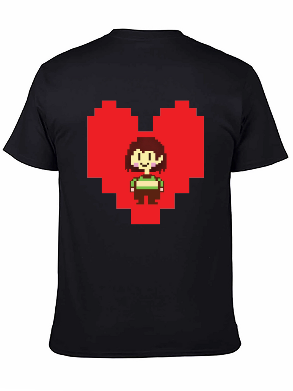 Undertale Chara Pixel Heart Black T-Shirt